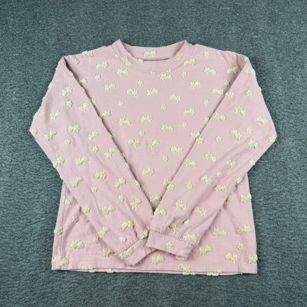 BEAMS mini Sweatshirt Girls 150 Pink Textured Bow Long Sleeve 45-14-0108-639